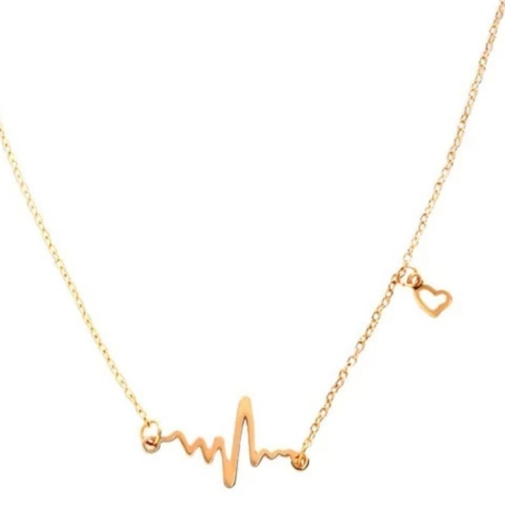 3/$21 Heartbeat Lifeline Gold Necklace - Picture 3 of 4